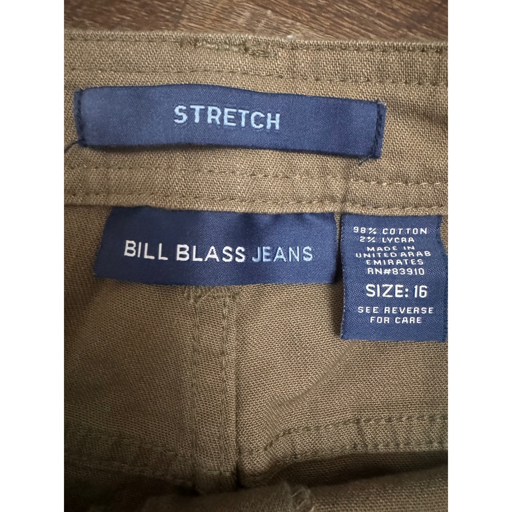 NWT Bill Blass Jeans Dark Khaki Stretch Straight Leg Pants Size 8 - Picture 4 of 8